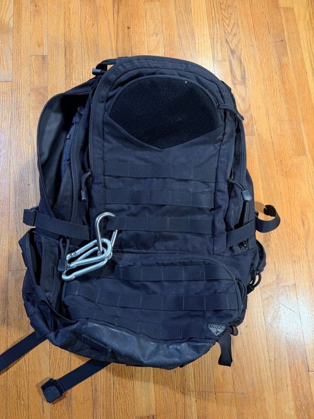 Condor 3-Day Assault Pack 50L Black MOLLE Tactical Backpack with Clips